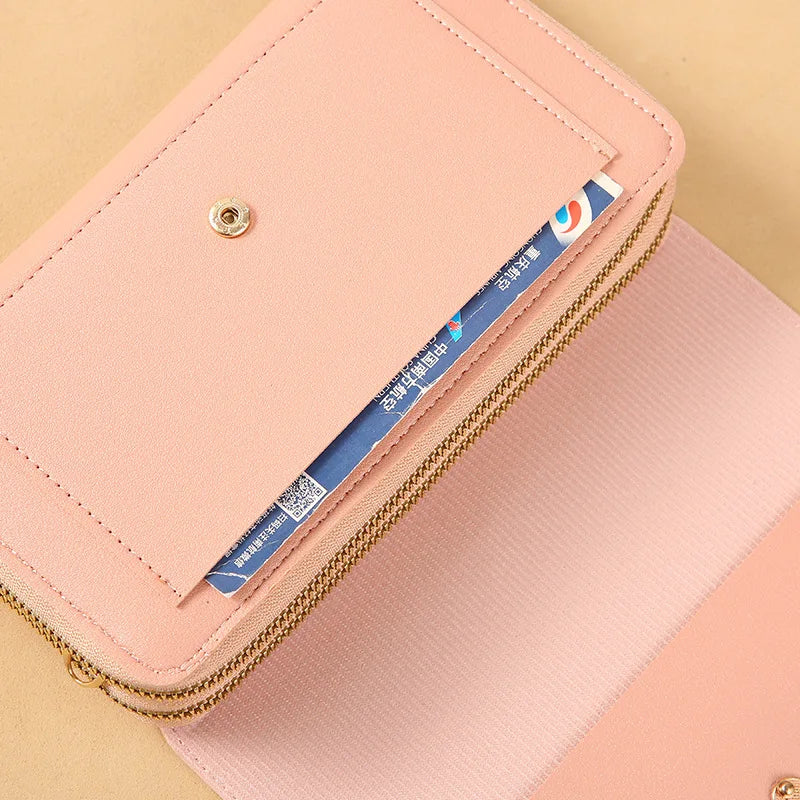 Ladies Wallet Messenger Bag High-end Solid PU Square Shoulder Bag