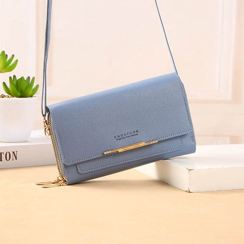 Ladies Wallet Messenger Bag High-end Solid PU Square Shoulder Bag