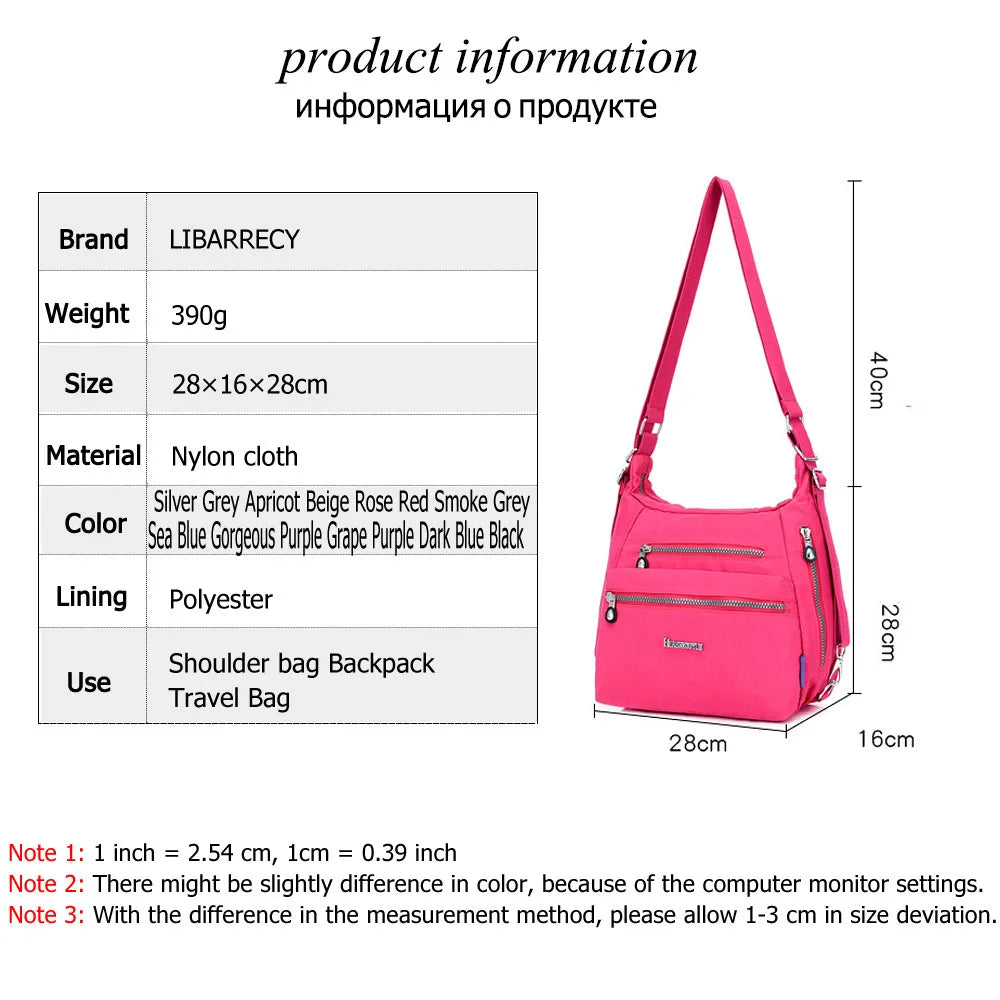 Multifunctional Women's Shoulder Bags High Nylon Ladies Bag