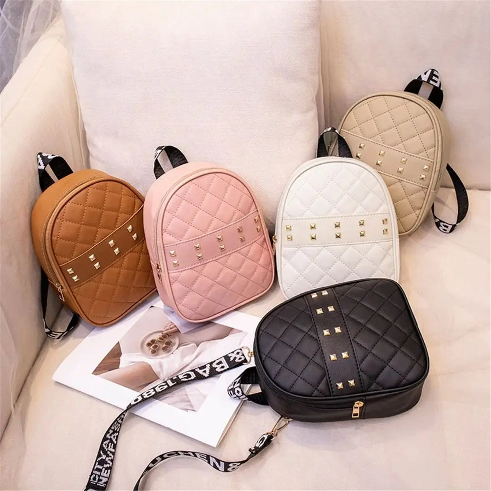 Rivet PU Leather Mini Backpacks For Women Multi-Function Shoulder Bags