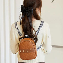 Rivet PU Leather Mini Backpacks For Women Multi-Function Shoulder Bags