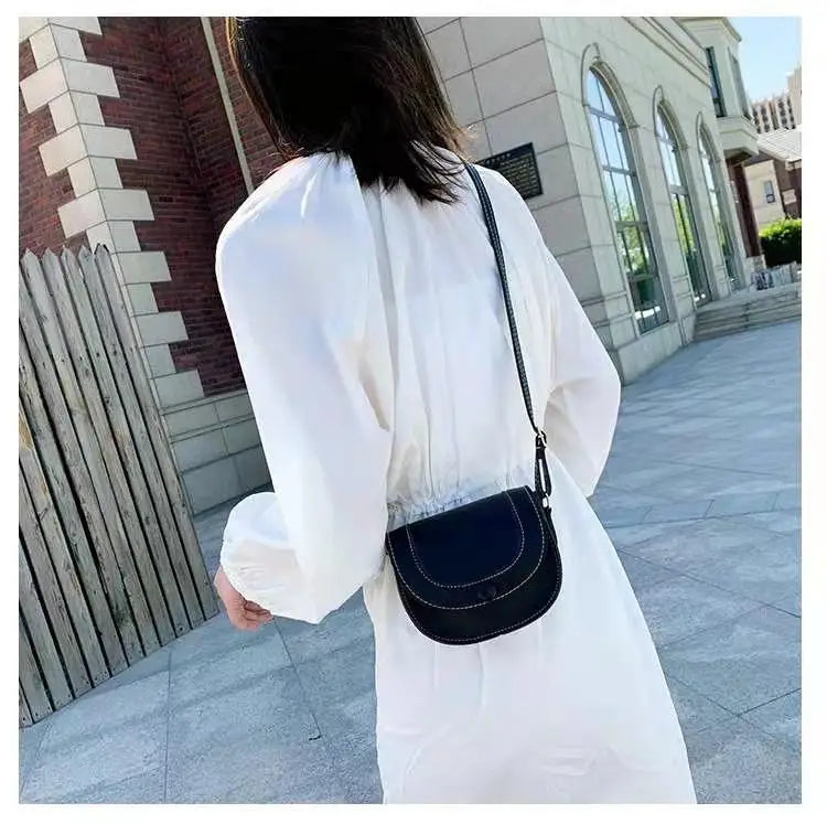 Women Crossbody Shoulder Bag Retro Saddle PU Leather Small Purse
