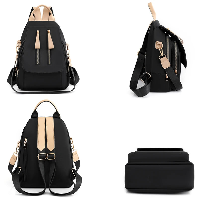 Nylon Backpack Shoulder Bag Large Capacity Solid Women's Backpack