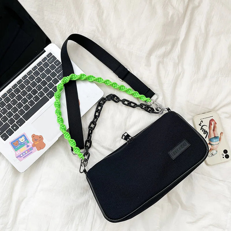 Nylon Chain Crossbody Shoulder Bag Women Casual Candy Messenger Bag