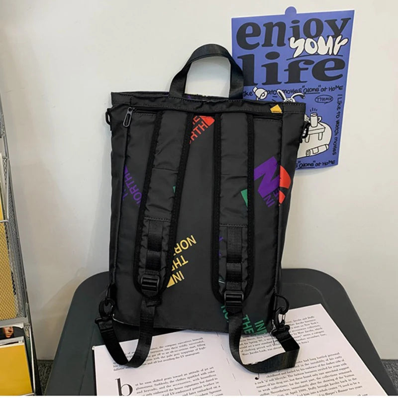 Nylon Women Backpack Female Bookbag Teenage Girls Printed Letter Mochila