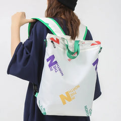 Nylon Women Backpack Female Bookbag Teenage Girls Printed Letter Mochila
