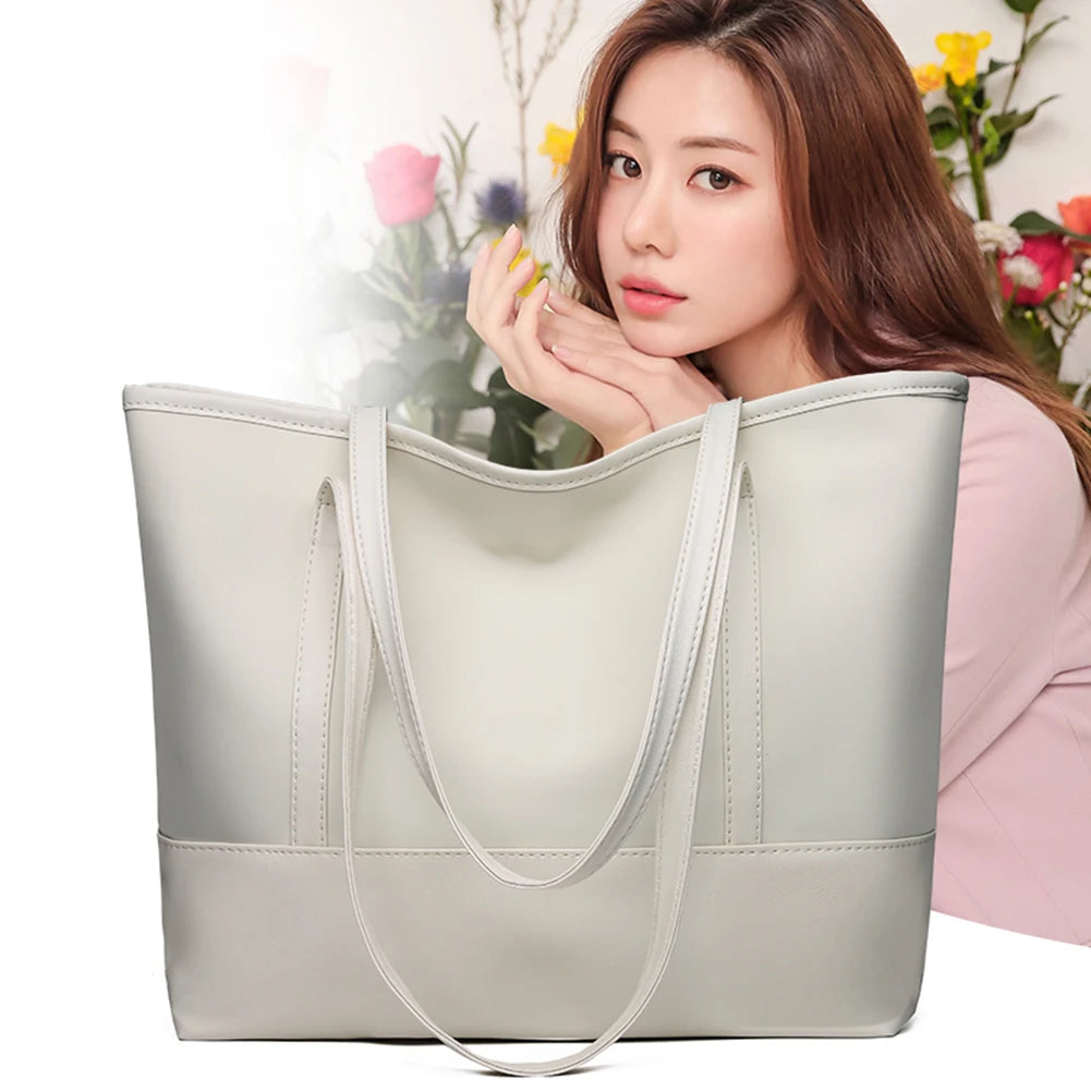 Oxford PU Leather Splicing Shoulder Shopping Bag Large Capacity