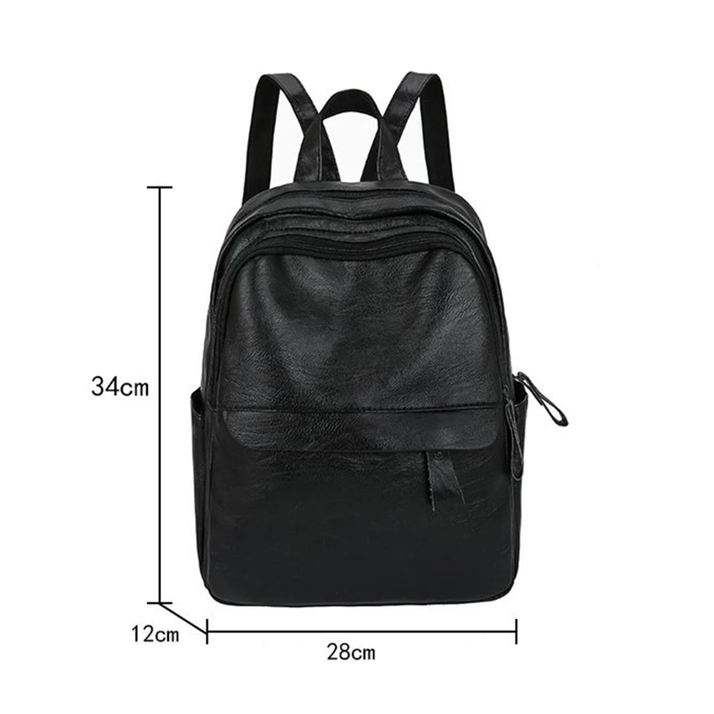 Vintage PU Backpack Waterproof Leather Rucksack Bag for Women