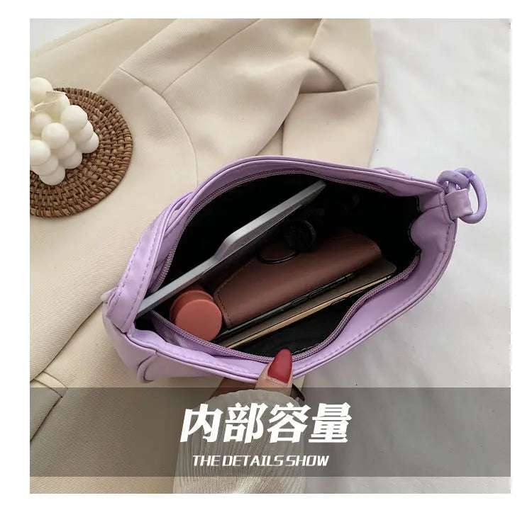 PU Leather Small Purse Handbags Acrylic Chain Armpit Bag Girls Shoulder Bags
