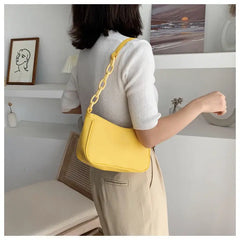 PU Leather Small Purse Handbags Acrylic Chain Armpit Bag Girls Shoulder Bags