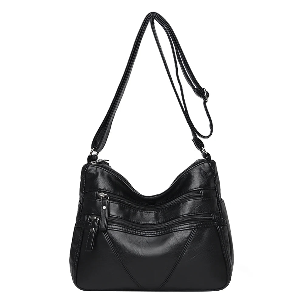 PU Leather Shoulder Bags Women Solid Handbags Totes Portable Large Capacity