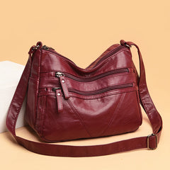 PU Leather Shoulder Bags Women Solid Handbags Totes Portable Large Capacity