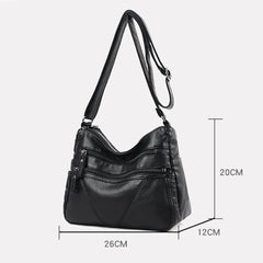 PU Leather Shoulder Bags Women Solid Handbags Totes Portable Large Capacity