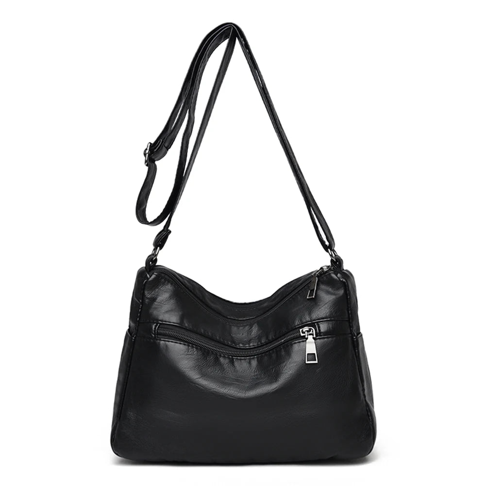 PU Leather Shoulder Bags Women Solid Handbags Totes Portable Large Capacity