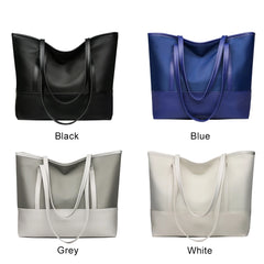 PU Leather Splicing Commuter Totes Oxford Women Shoulder Handbags