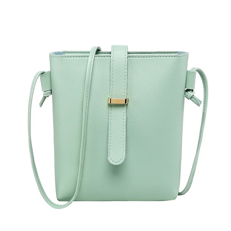 PU Leather Women's Bucket Shoulder Bag Zipper Crossbody Bag