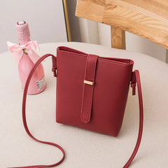 PU Leather Women's Bucket Shoulder Bag Zipper Crossbody Bag