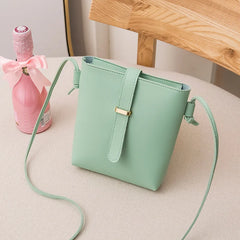 PU Leather Women's Bucket Shoulder Bag Zipper Crossbody Bag