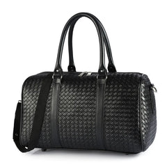 PU Leather Woven Travel Bag Large Capacity Men Women Business Luggage Duffle