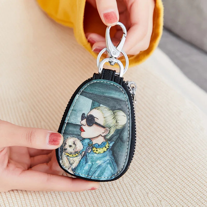 Women Girls Key Bag Leather Key Wallets Keychain Pouch