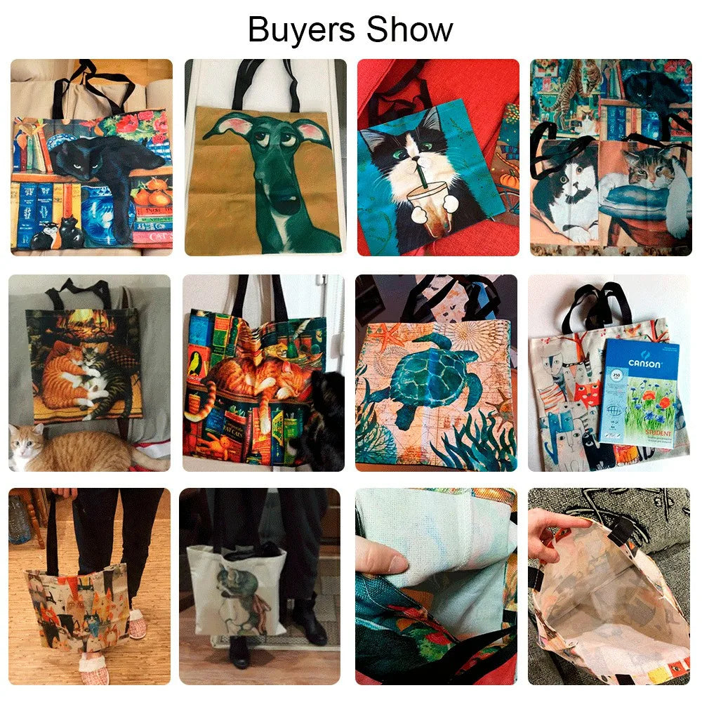 Paris English Letters Print Tote Bag Women Reusable Shopping Bags