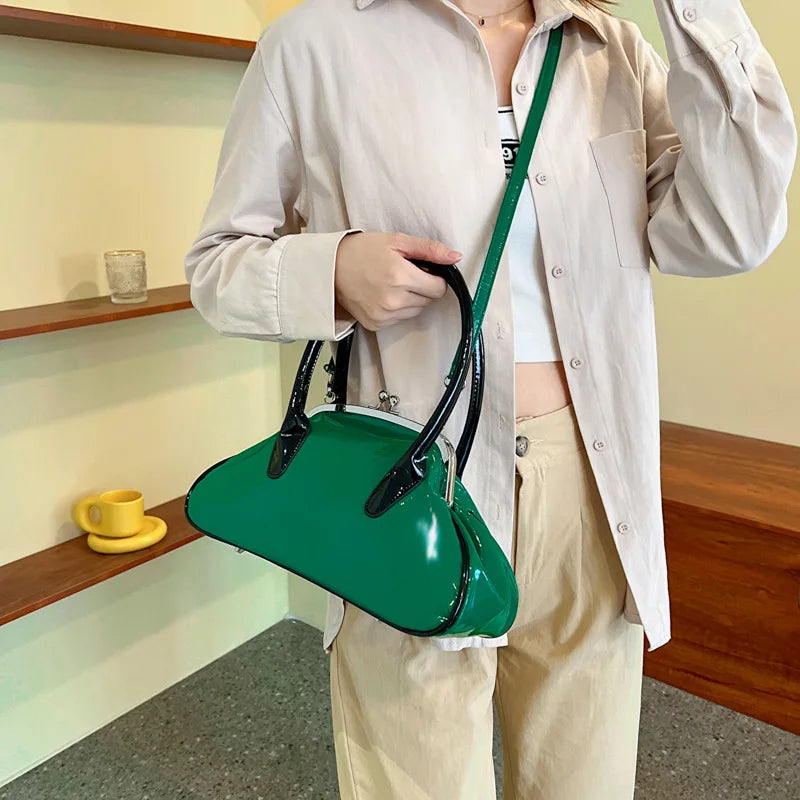Patent Leather Shell Bag Women Handbags Top-handle Shoulder Bag