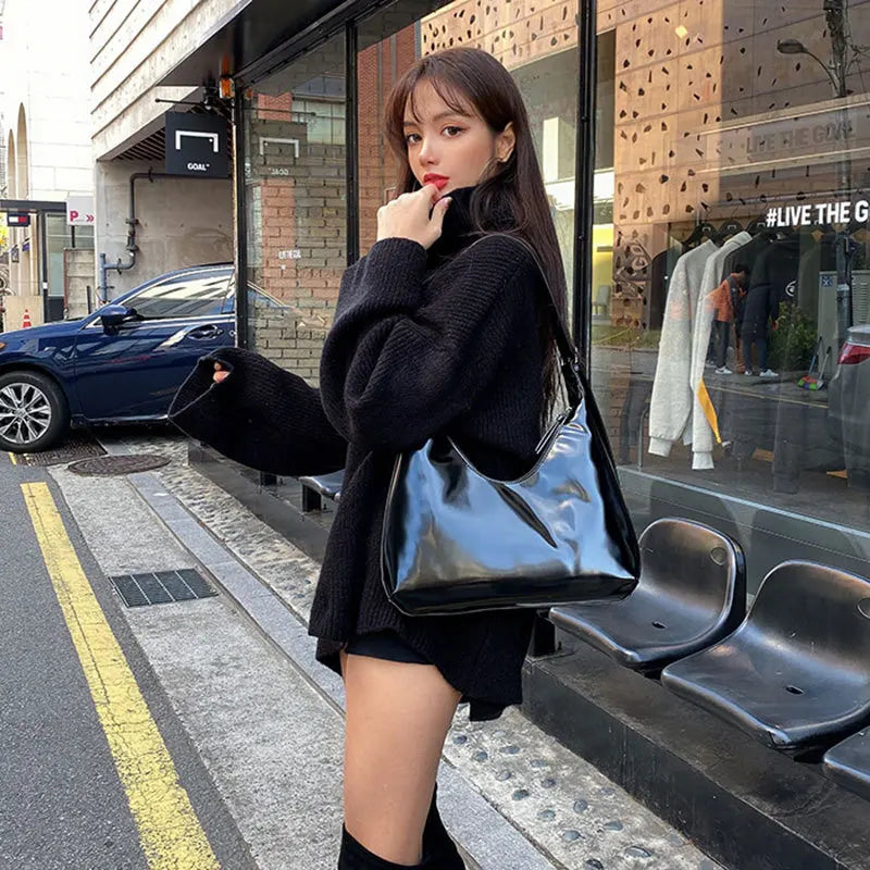 Patent Leather Women Handbag PU Leather Underarm Shoulder Bag