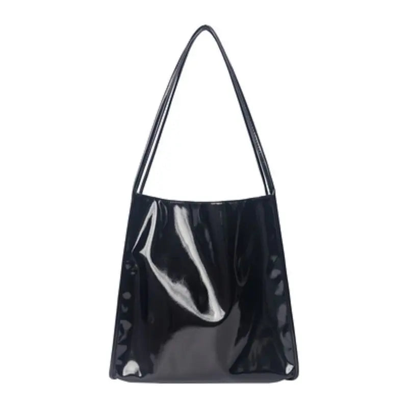 Vintage Patent Leather Women Shoulder Bags Large Capacity Ladies Shopping Bag