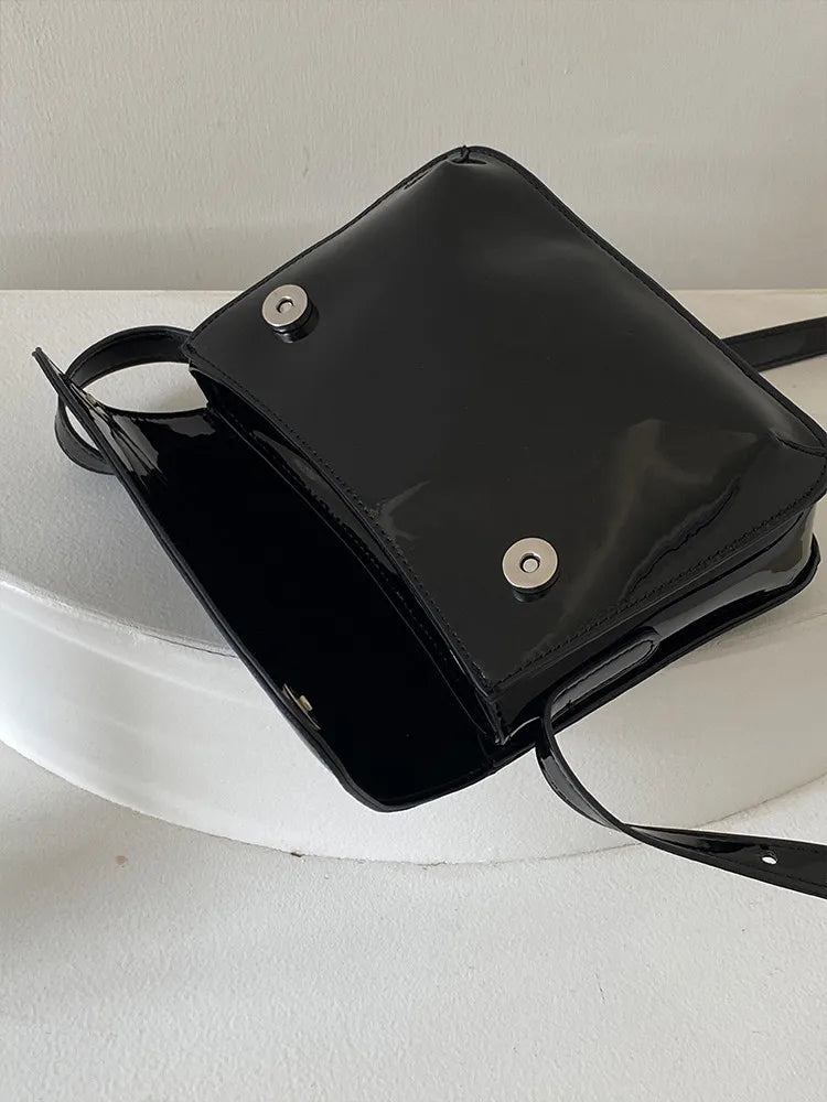 Red Patent Leather Sling Bag PU Crossbody Shoulder Messenger Bag