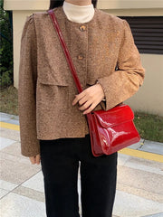 Red Patent Leather Sling Bag PU Crossbody Shoulder Messenger Bag