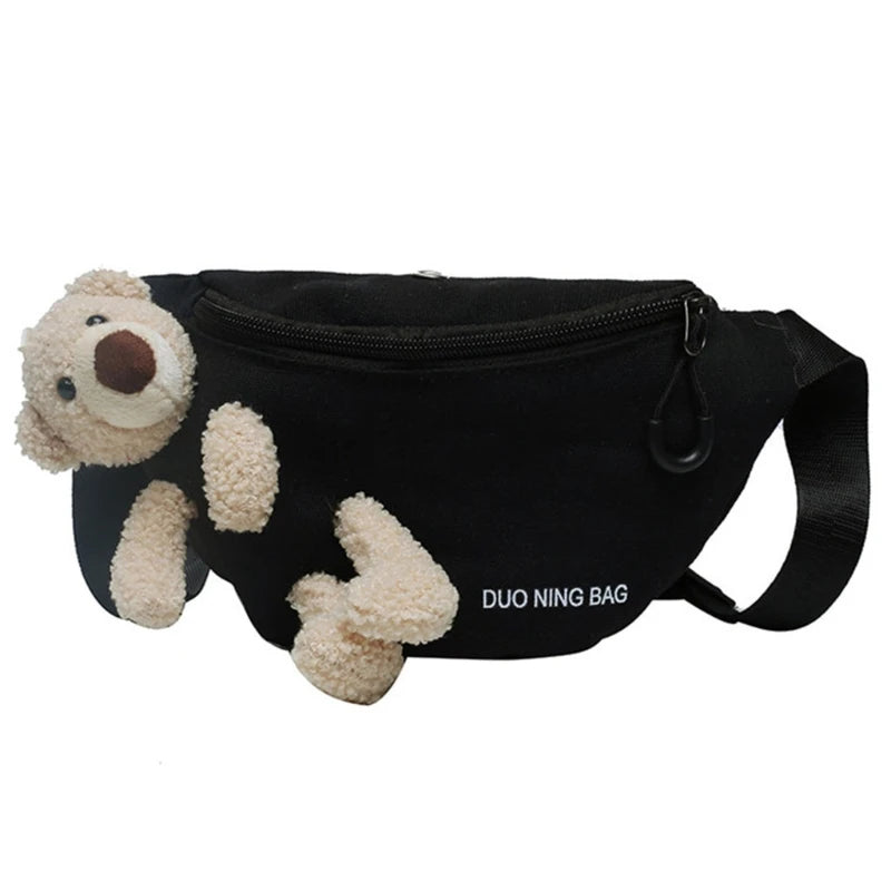 Personality Bear Canvas Wild Chest Bag For Women Waist Bag