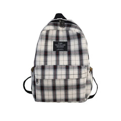 Plaid Canvas Women Backpack College Student Teenage Girl School Bags