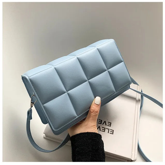 Plaid Crossbody Bag Women PU Leather Shoulder Bag Lady Handbag