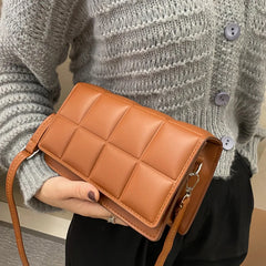 Plaid Crossbody Bag Women PU Leather Shoulder Bag Lady Handbag