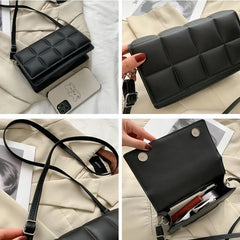 Plaid Crossbody Bag Women PU Leather Shoulder Bag Lady Handbag