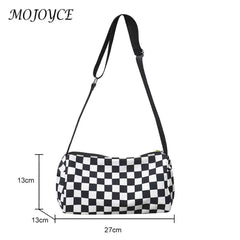 Plaid Messenger Handbag Unisex Retro Sling Bag Zipper Travel Sports