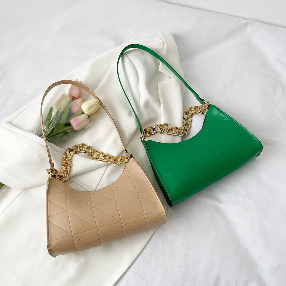 Plaid Pattern Woven PU Leather Shoulder Bag for Women