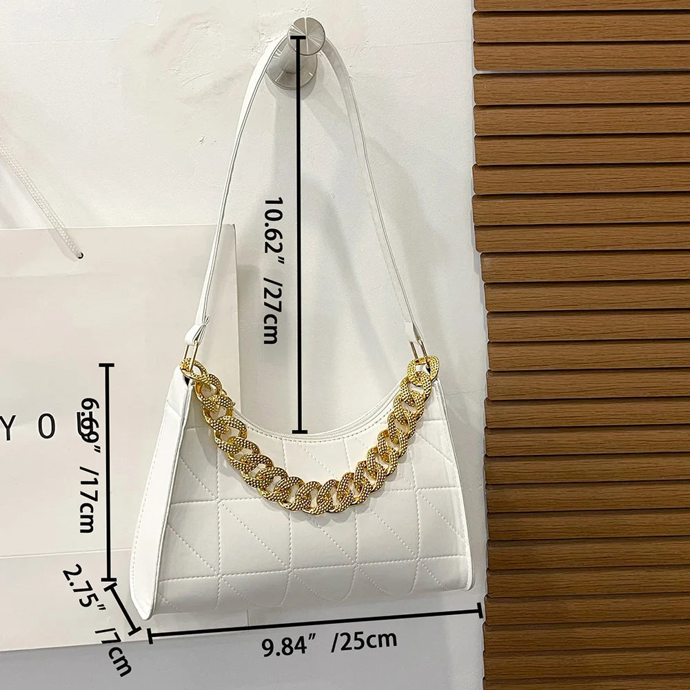 Plaid Pattern Woven PU Leather Shoulder Bag for Women
