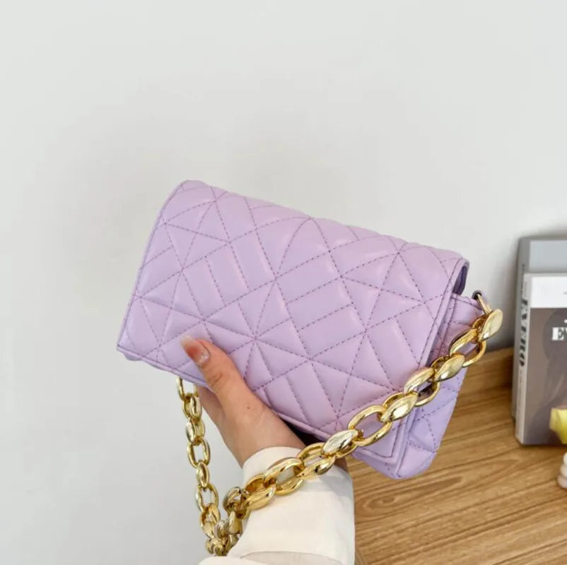 Plaid Shoulder Bag with Chunky Chain for Women