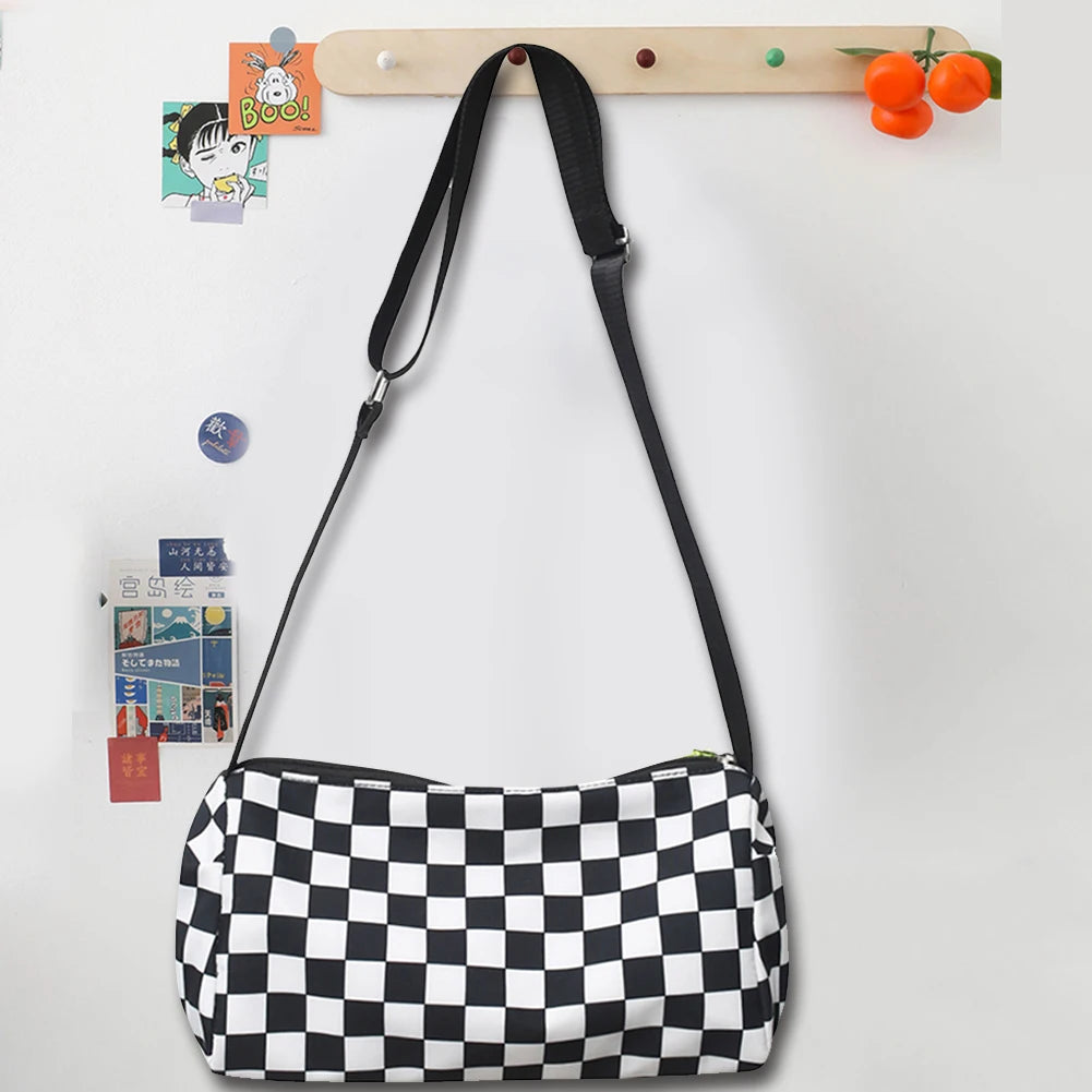 Retro Plaid Shoulder Tote Bag Crossbody Sports Satchel