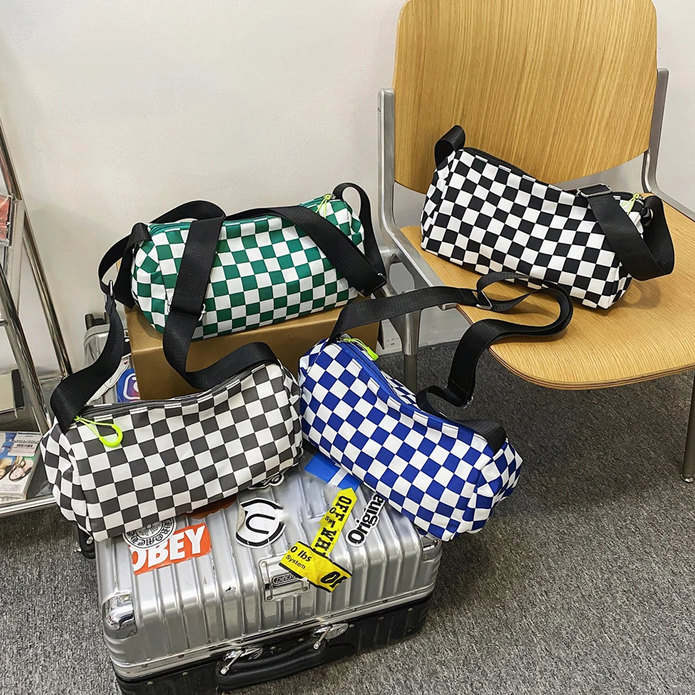 Retro Plaid Shoulder Tote Bag Crossbody Sports Satchel