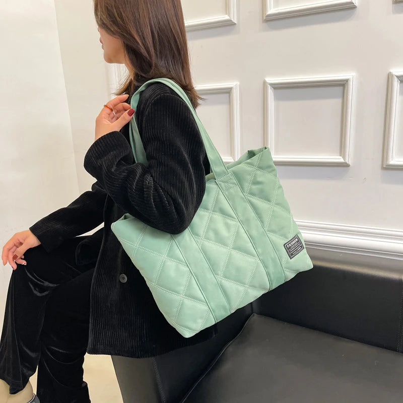 Plaid Women Oxford Shoulder Bags Soft Casual Solid Female Handbag