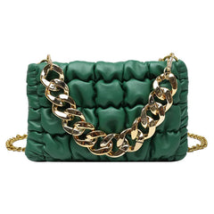 Pleated Shoulder Bags Chain Small Square Bags Crossbody Plaid Messenger Bags