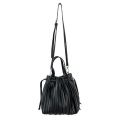 Retro Pleated Striped Shoulder Bag Women's Tote Handbag