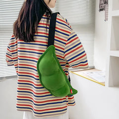 Edamame Shaped Women's Messenger Bag Sweet Solid Zipper Handbags for Women