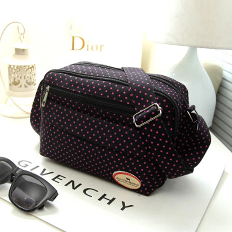 Multicolor Polka Dot Crossbody Bag Nylon Shoulder Messenger Phone Bag