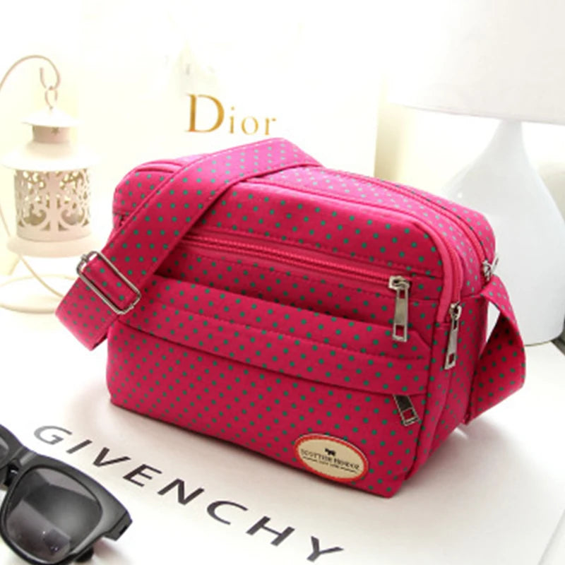 Multicolor Polka Dot Crossbody Bag Nylon Shoulder Messenger Phone Bag