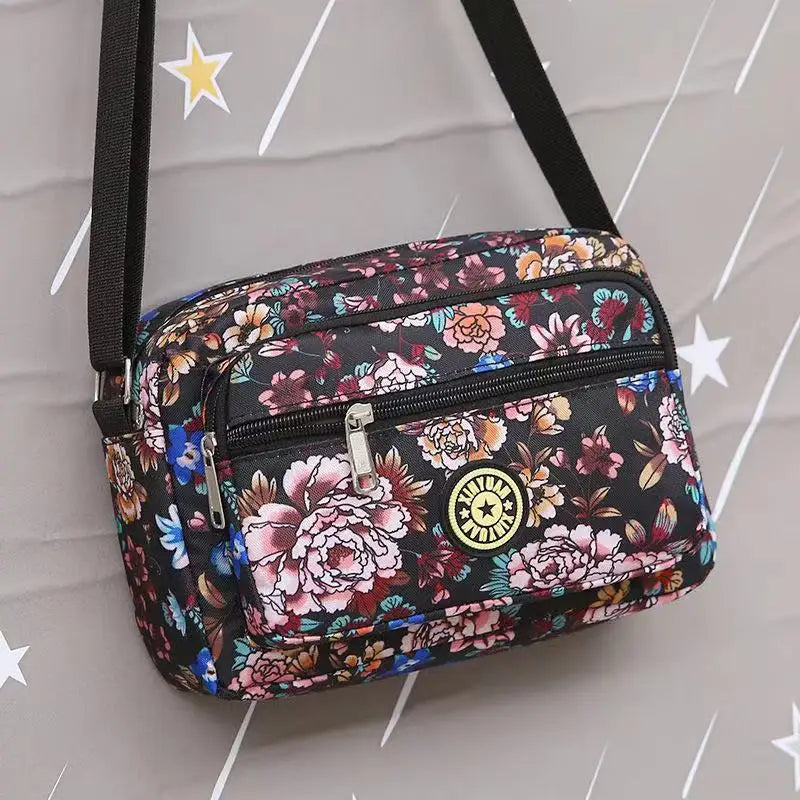 Flower Women Shoulder Bag Large Capacity Waterproof Polyester Solid Crossbody