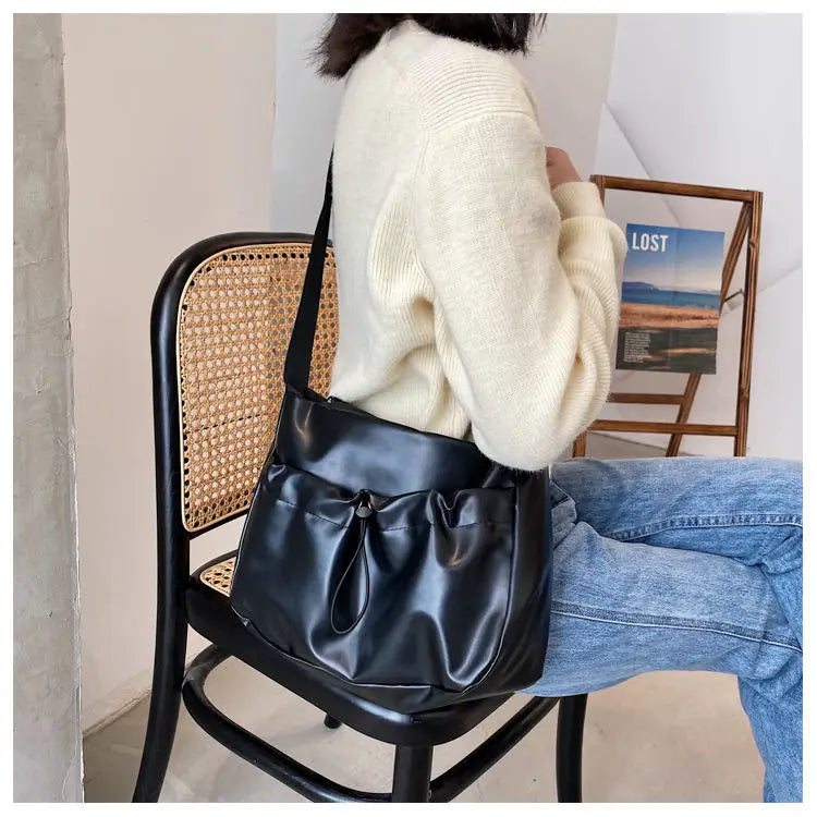 PU Crossbody Bags for Women Pleated Messenger Bag Ladies Hand Bags