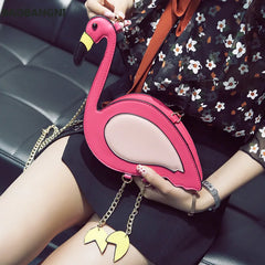 Embroidered Flamingo Chain Purse Women's Shoulder Bag Mini Messenger Bag